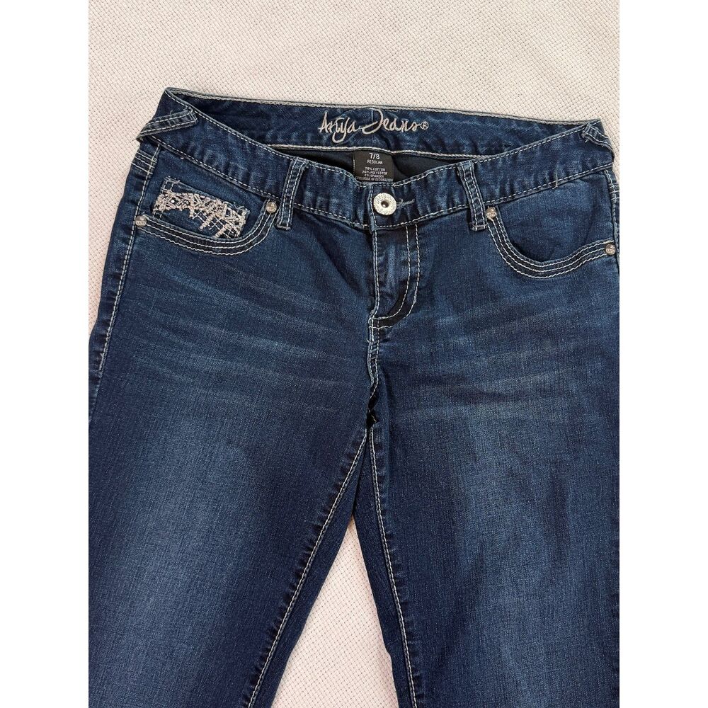 ARIYA JEANS Dark Wash Embroidered Skinny Jeans – Size 7/8 Regular - Picture 9 of 12